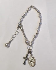 Child Rosary Bracelet (Knock): Sterling Silver with Freshwater Pearl
