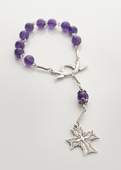 Pocket Confirmation Rosary 2: Silver with Amethyst