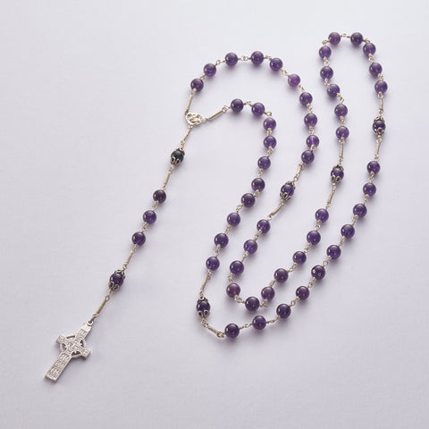 CEL 4 AM SS: Muiredeach High Cross: Sterling Silver with Amethyst (wholesale)