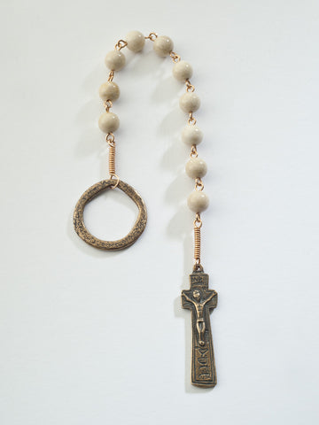 PNL 4 RIV BR: Penal Rosary Bronze with Creamy Riverstone (wholesale)