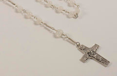 Pope Francis Full Rosary: Sterling Silver with Rainbow Moonstone