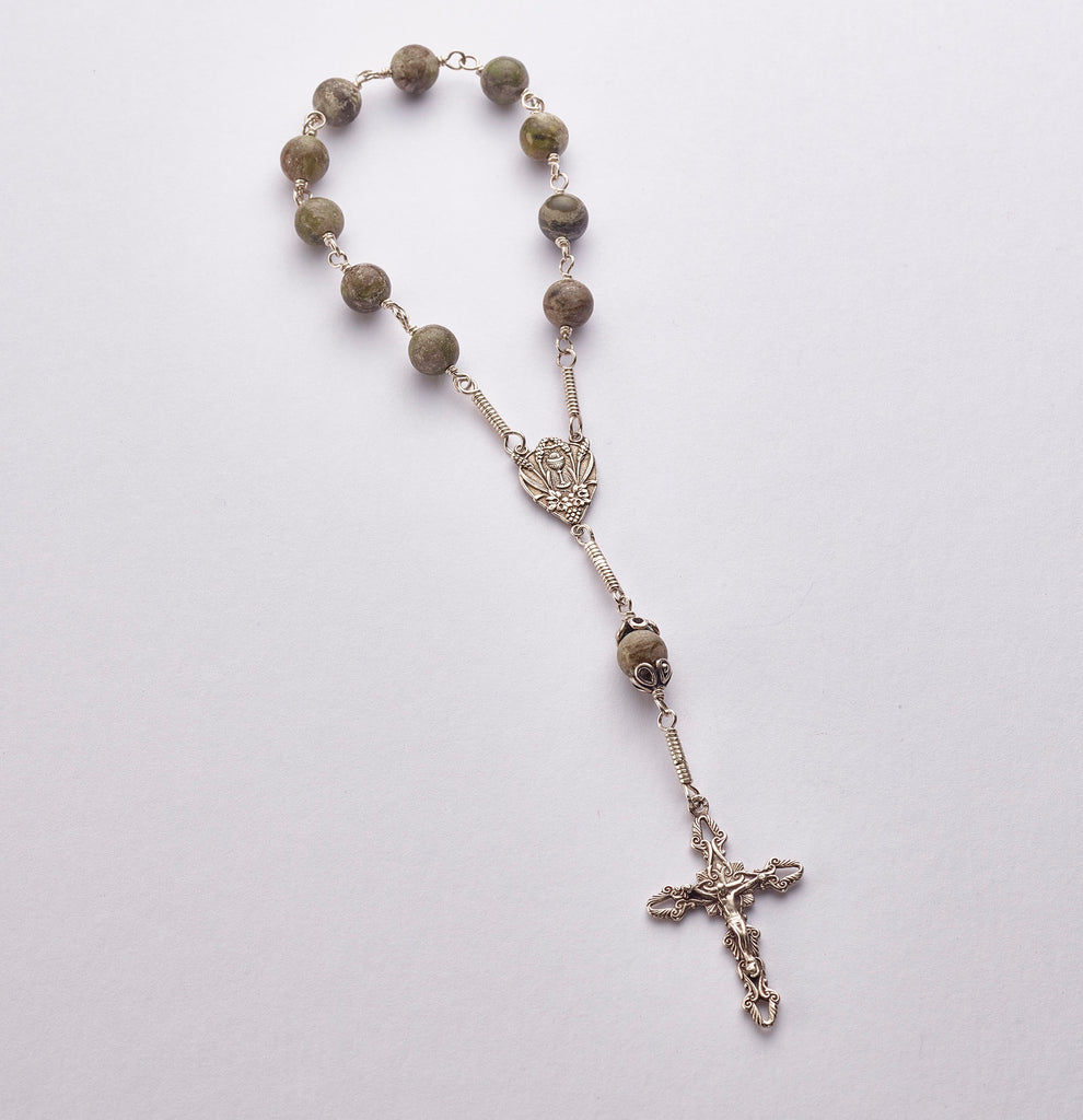 Pocket Communion Rosary: Sterling Silver with Connemara Marble
