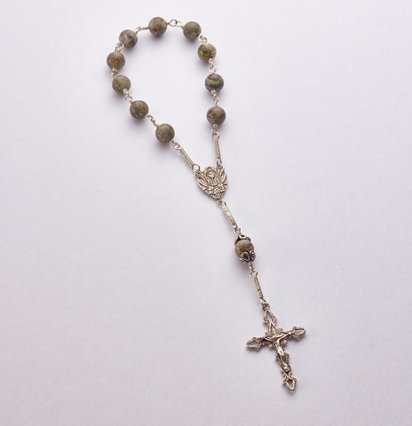 POC 1 CM SS: Pocket Communion Rosary Sterling Silver w Connemara Marble (wholesale)
