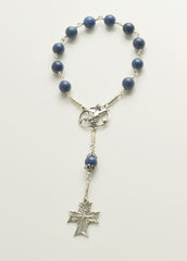 Pocket Confirmation Rosary: Silver with Dumortierite