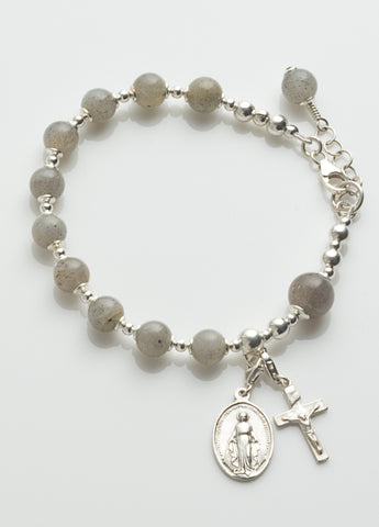 Rosary Bracelet: Sterling Silver with Labradorite