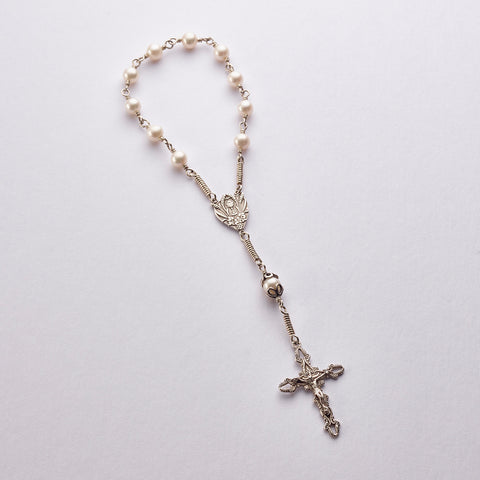 PRL 2 POCKET Communion Rosary: Sterling Silver Freshwater Pearls (wholesale)