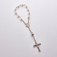 Pocket Communion Rosary: Sterling Silver with Freshwater Pearls